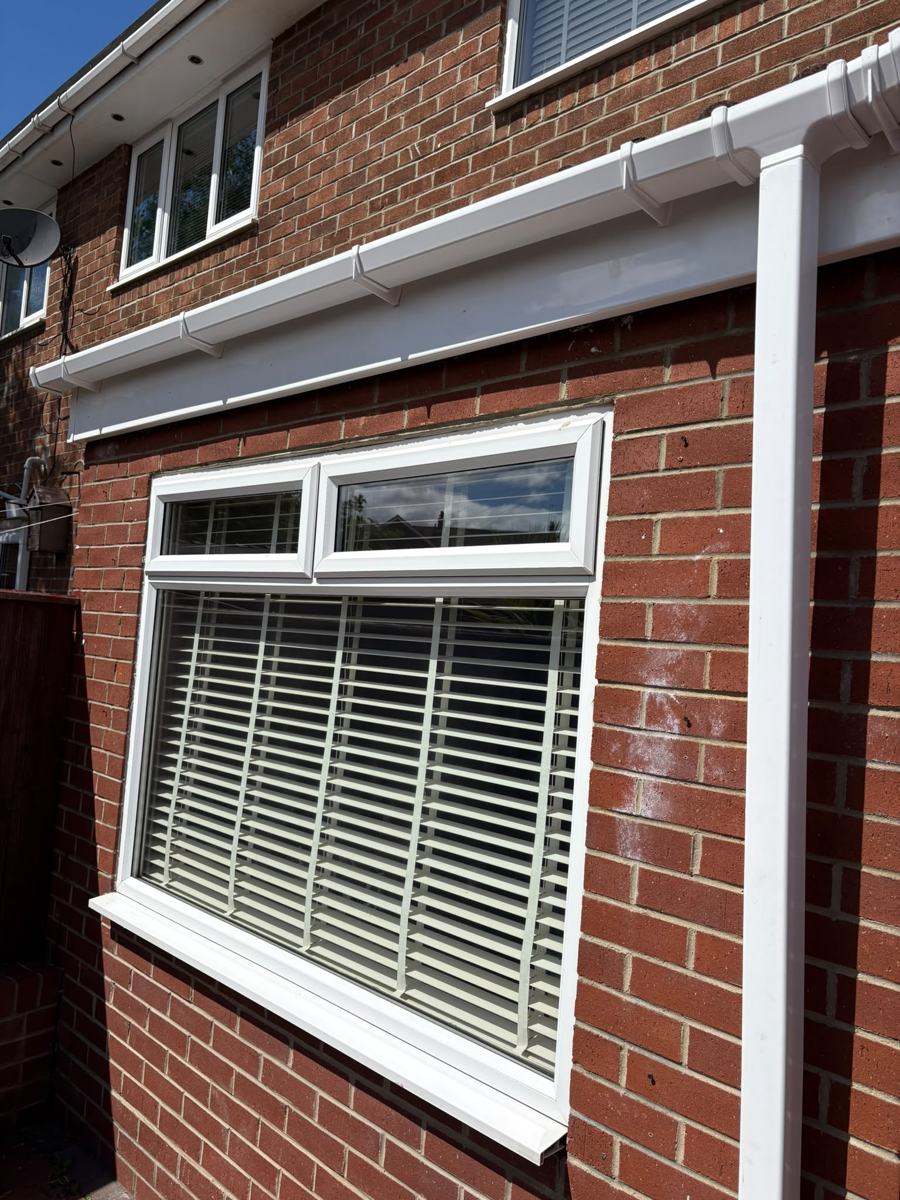 New white UPVC guttering fitted to a house in Seaham